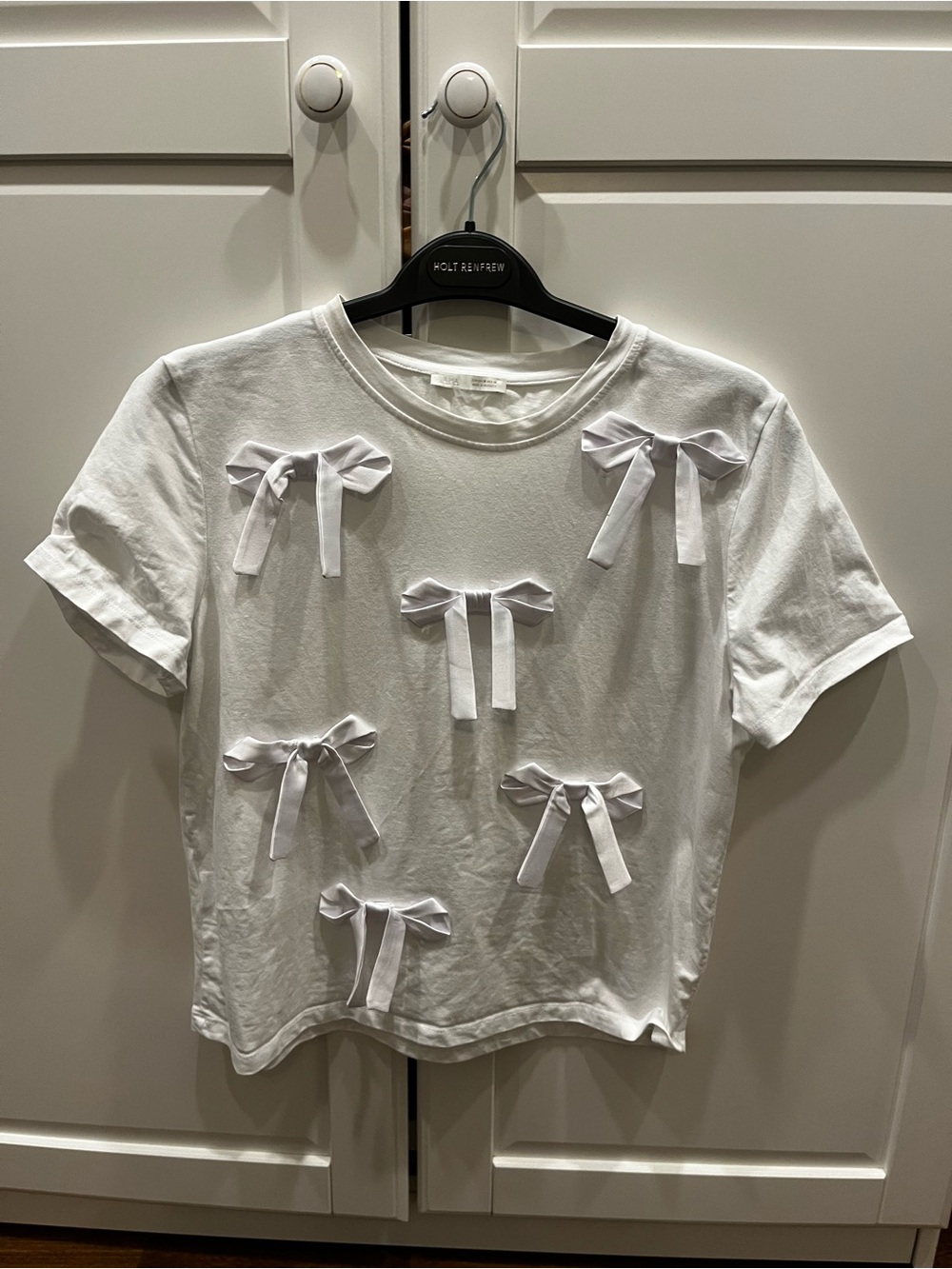 Zara Womens White Bow-Accent Tee